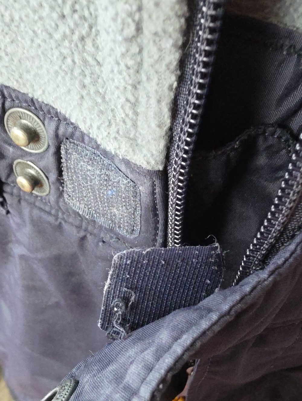 LANDS' END Navy Blue Gray Fleece Adjustable Straps Gorpcore Winter Snow Bibs 6 - Picture 6 of 7